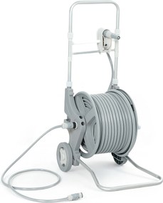 Outsunny tömlőkocsi 45 m tömlővel, 2-funkciós szórófejjel, csapcsatlakozóval és kézi csévélővel — szürke | Aosom