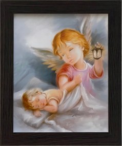 Vászonkép 30x25 Őrangyal Angyal Keret Wenge Keresztelő