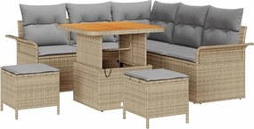 vidaXL Kerti Kanapé Szett párnával 8 pcs Beige és Világosszürke