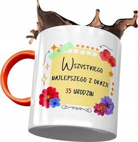 Narancssárga bögre Születésnapra 35 35-es 35-ös, fényképes nyomattal