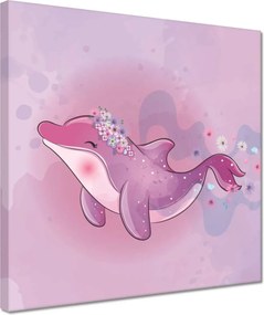 Vászonkép 30x30 Rózsaszín aranyos delfin