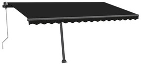 antracitszürke szélérzékelős és LED-es napellenző 450x350 cm