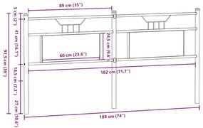barna tölgy színű szerelt fa és acél fejtámla 180 cm