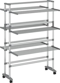 vidaXL alumínium ruhaszárító állvány kerekekkel 89 x 64 x 129 cm
