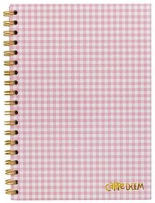 Spirálfüzet, B5, vonalas, 80 lap, FSC, PUKKA PAD Carpe Diem, rózsaszín kockás (PUP9377)