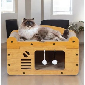 Macskaház 3 az 1-ben KITZONE 56x30 cm, bézs