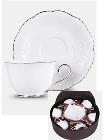 Bella Rosa porceláncsésze+alj, 250ml, 6 személyes, dobozban