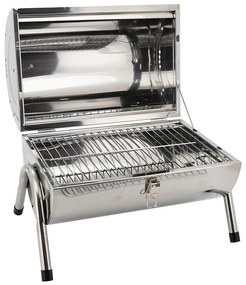 Hordozható faszén grill fényes króm