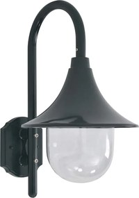vidaXL sötétzöld alumínium kerti falilámpa, E27, 42 cm