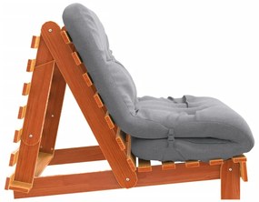 viaszbarna tömör fenyőfa futon kanapéágy matraccal 100x206x11cm