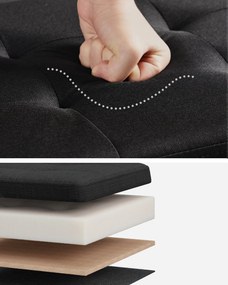 SONGMICS tárolós ülőke, összecsukható ülőpad, 38×76×38 cm, fekete