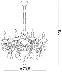 Ideal Lux - Kristály csillár láncon NEGRESCO 8xE14/28W/230V átm. 73,5 cm átlátszó