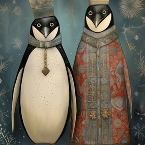 Poszter 70x70cm Királypingvinek