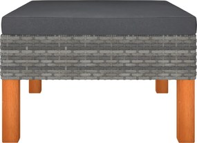 vidaXL polyrattan és tömör eukaliptuszfa lábzsámoly