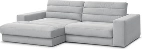 Világosszürke bársony sarokkanapé (bal oldali-heverő résszel) Sierra – Bobochic Paris