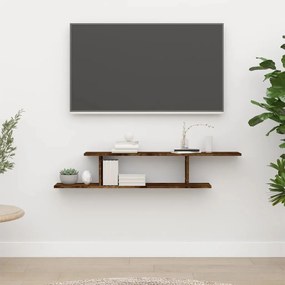 füstös tölgy színű szerelt fa fali TV-polc 125 x 18 x 23 cm