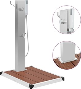 vidaXL kültéri WPC és rozsdamentes acél zuhany és zuhanytálca