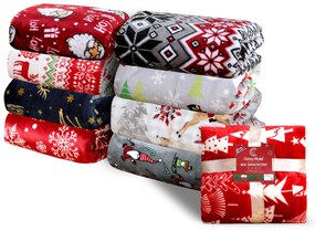 Piros karácsonyi mikroplüss pléd SNOWFALL Méret: 200 x 220 cm