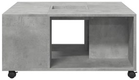 betonszürke szerelt fa dohányzóasztal 80 x 80 x 40 cm