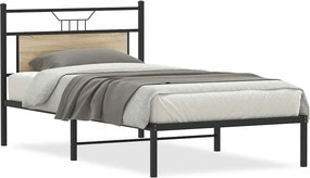 vidaXL sonoma tölgy színű szerelt fa ágykeret matrac nélkül 100x190 cm