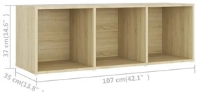 3 db sonoma tölgy színű szerelt fa TV-szekrény 107 x 35 x 37 cm