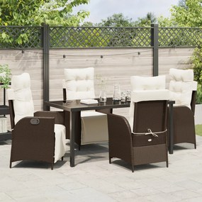 5 részes kert étkező szett Barna poly rattan