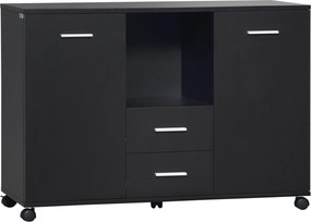 Vinsetto Multifunkcionális Irodai Szekrény 360°-os Kerekekkel, Nyomtatók és Filek számára, Fekete Fa 100x40x71cm | Aosom