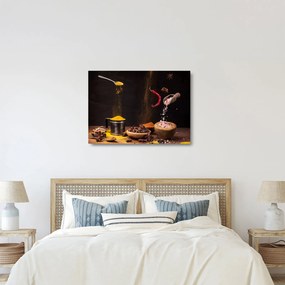 Üveg kép - Fűszerek mozgásban (70x50 cm)