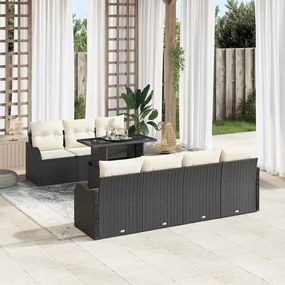 Kerti Kanapé Szett 8 pcs Fekete 100 x 55 x 73 cm Poli rattan