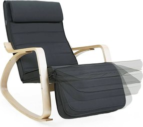 Hintaszék, nyírfából készült pihenő fotel, sötétszürke, natúr