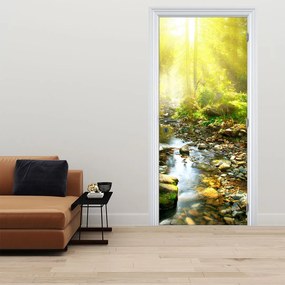 Fotótapéta ajtóra - Folyó a zöld erdőben (95x205cm)