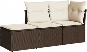 vidaXL 3 részes barna polyrattan kerti ülőgarnitúra párnával