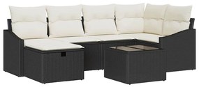 Kerti Kanapé Szett 7 pcs Fekete 55 x 62 x 69 cm Poli rattan
