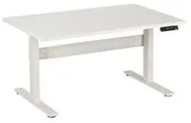 Manutan Expert irodai asztal, elektromosan állítható magasság, 140 x 80 x 62,5 - 127,5 cm, egyenes kivitel, ABS 2 mm, világosszürke