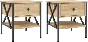 vidaXL 2 db sonoma tölgy színű szerelt fa éjjeliszekrény 40x42x45 cm