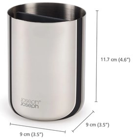Fényes ezüstszínű rozsdamentes acél fogkefetartó pohár EasyStore Luxe – Joseph Joseph