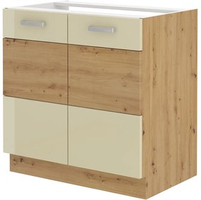 Alsó konyhaszekrény Arryn 80 ZL 2F BB (artisan tölgy + fényes krém). 1024717
