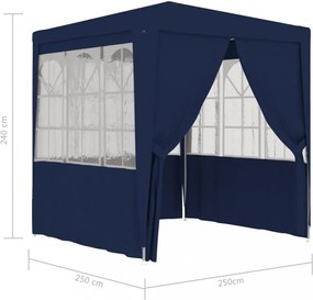 kék rendezvénysátor oldalfalakkal 2,5 x 2,5 m 90 g/m²