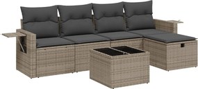 vidaXL 6 részes szürke polyrattan kerti ülőgarnitúra párnákkal
