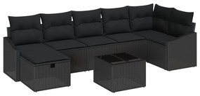 8 részes kerti kanapé szett párnákkal fekete poly rattan