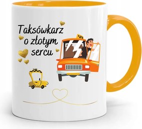 Sárga Bögre Arany Szívű Taxisofőrnek, fényképes nyomattal