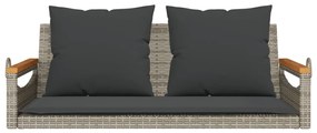 szürke polyrattan hintapad párnákkal 109 x 62 x 40 cm