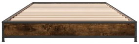 füstös tölgyszínű szerelt fa és fém ágykeret 100 x 200 cm