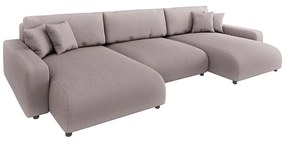 Világos rózsaszín kordbársony kinyitható tárolóhelyes sarokkanapé Sara – Ropez