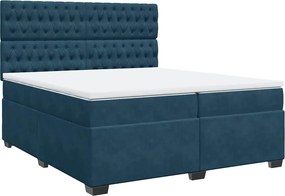 vidaXL kék bársony rugós ágy matraccal 200x200 cm