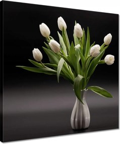 Vászonkép 40x40 Fehér tulipánok vázában