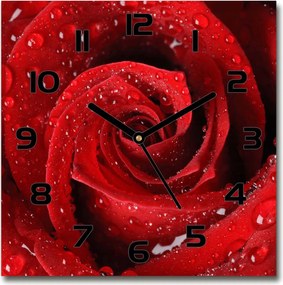 Üveg falióra szögletes Cseppek a rózsán 30x30 cm