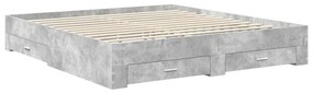 vidaXL Ágykeret fiókkal fejtámlával Beton Szürke 180 x 200 cm Faanyag