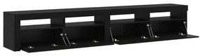 TV szekrények 2 db LED lámpával fekete tölgy szerelt fából