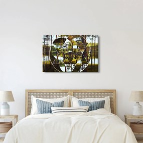 Kép - Geometrikus kollázs a skandináv erdők hátterében (90x60 cm)